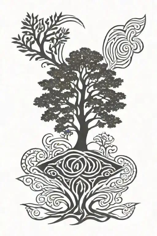 Lebanese cedar tree tattoo design idea