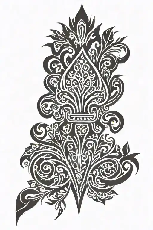 Lebanese cedar tree and fleur-de-lis tattoo design idea