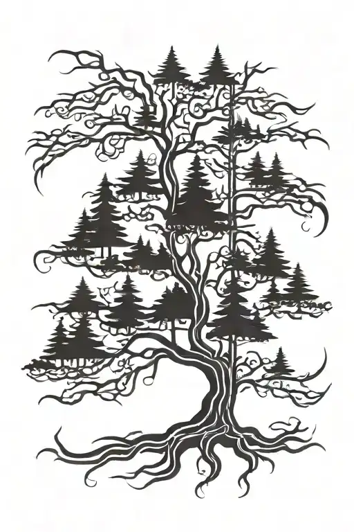 Lebanese cedar tree tattoo design idea