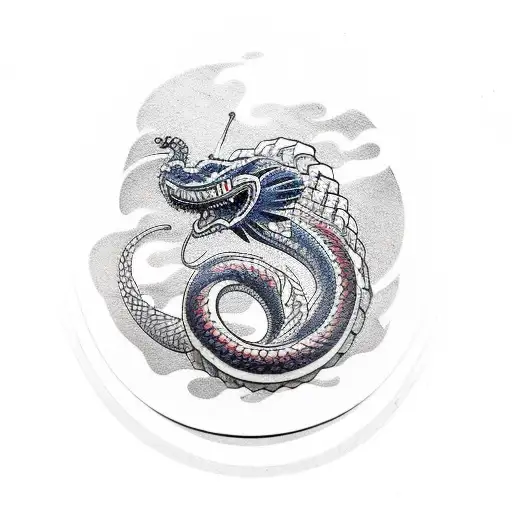 dragão e cobra tattoo design idea