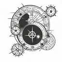 A Doomsday Clock integrated with atomic symbols and equations, highlighting the client's expertise in nuclear engineering tattoo design idea