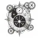 A Doomsday Clock integrated with atomic symbols and equations, highlighting the client's expertise in nuclear engineering tattoo design idea