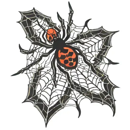 Black widow spider logo with spider webs in the inside tattoo design idea