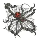 Black widow spider logo with spider webs in the inside tattoo design idea