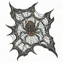 Black widow spider logo with spider webs in the inside tattoo design idea