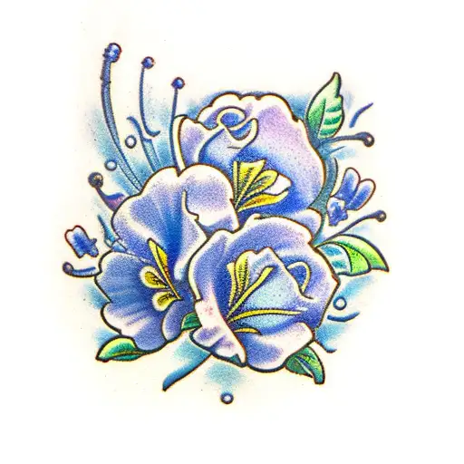 common blue violets  tattoo design idea