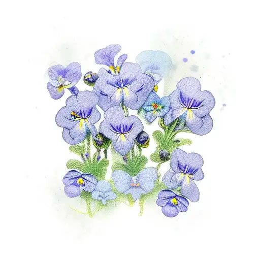 common blue violets with a dog paw print tattoo design idea