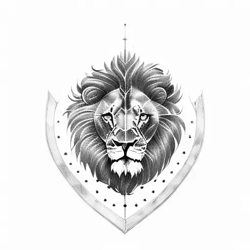 shield with lion tattoo design idea