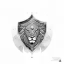 shield with lion tattoo design idea