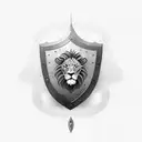 shield with lion tattoo design idea