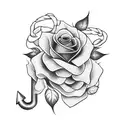 roses and anchor and 2 clock faces tattoo design idea