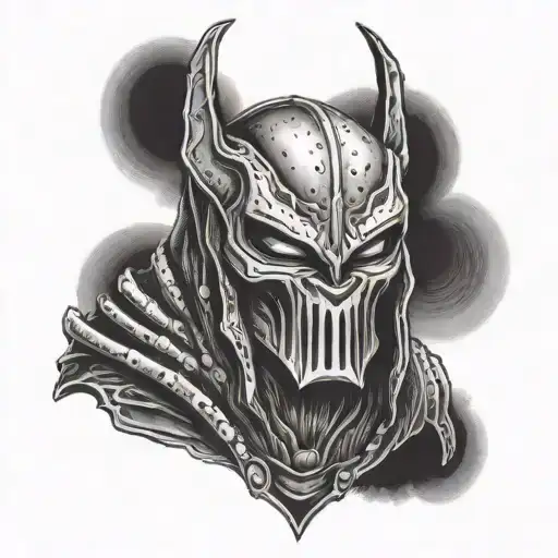 A horror-themed tattoo design incorporating Ghostface and Predator movie elements tattoo design idea