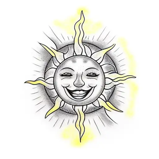 sun with smiley face  tattoo design idea