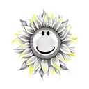 sunflower with smiley face  tattoo design idea