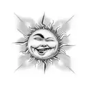 sun with smiley face  tattoo design idea