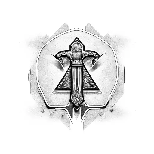 Arrowhead with crossed axes  tattoo design idea