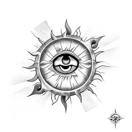 sun, anchor, eye, light, water waves, love, ambition, joy, magic tattoo design idea