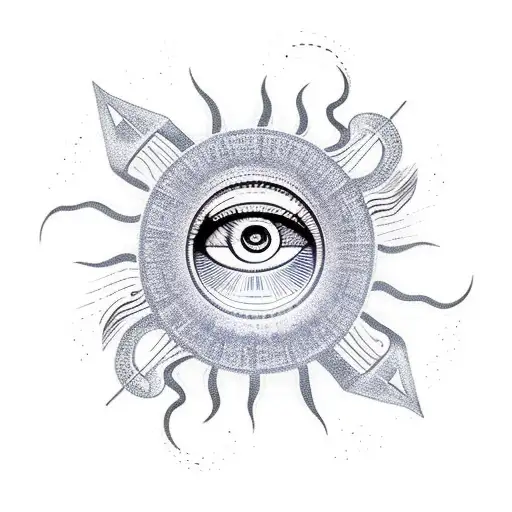 sun, anchor, eye, light, water waves, love, ambition, joy, magic tattoo design idea