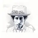 Bob Dylan standing style of jack of hearts hat with flowers tattoo design idea