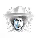 Bob Dylan standing style of jack of hearts hat with flowers tattoo design idea