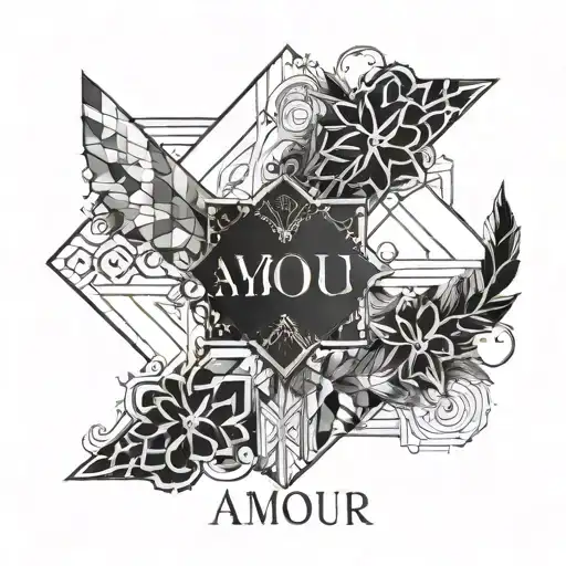 combining the word amour with boyfriend's name anson with his date of birth September 14  tattoo design idea