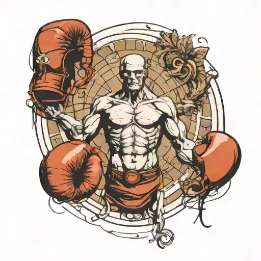 That sounds like a unique and meaningful tattoo idea! Combining the Vitruvian Man with boxing gloves and incorporating t tattoo design idea