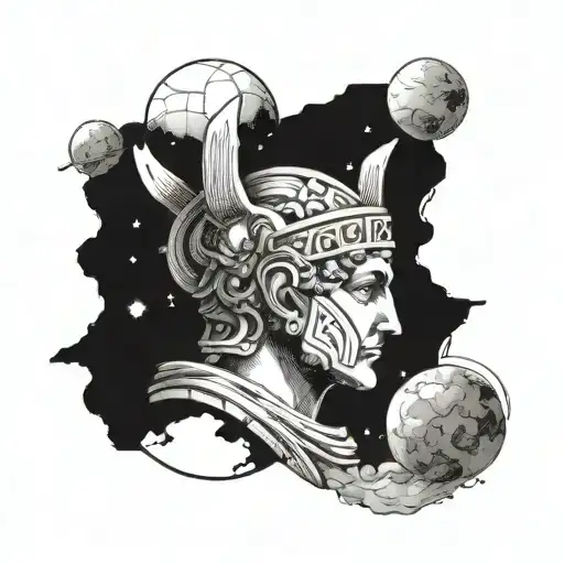 Ancient Greece and Space tattoo design idea