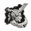 Ancient Greece and Space tattoo design idea