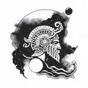 Ancient Greece and Space tattoo design idea