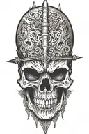 Skull on a spear tattoo design idea