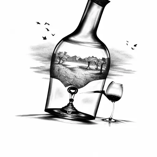 the passion for wine and traveling tattoo design idea