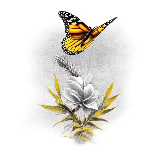 Yellow Monarch Butterfly tattoo design idea