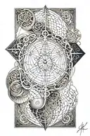 abstraction leonardo da vinci tattoo design idea