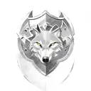 Shield with a wolf and a axe by side tattoo design idea