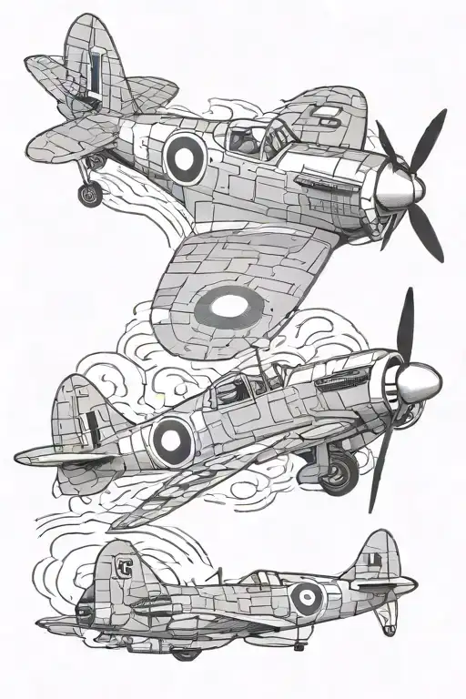 spitfire fighter plane tattoo design idea