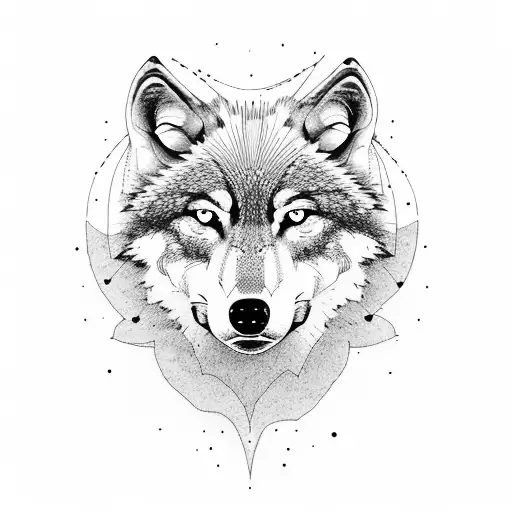 wolf with mountains  tattoo design idea