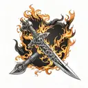 Double-Edged Sword Wrapped in Flames tattoo design idea