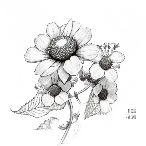 bunch of wildflowers with Ivy leaves tattoo design idea