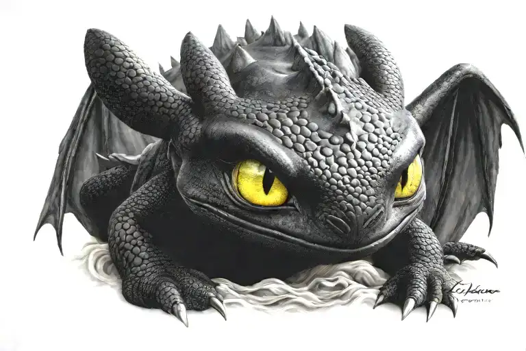Toothless from How to train your dragon tattoo design idea