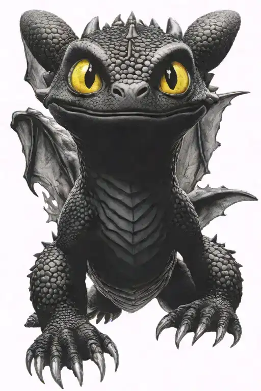 final form of  Toothless from How to train your dragon tattoo design idea