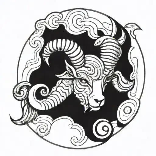 Aries ram, all seeing eye, 22:22, twin flames tattoo design idea