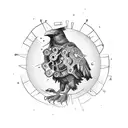 A mechanical raven with intricate gears and cogs tattoo design idea