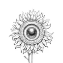 sunflower with Greek flag and green eyes tattoo design idea