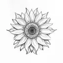 sunflower with Greek flag and green eyes tattoo design idea