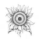 sunflower with Greek flag and green eyes tattoo design idea