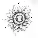 sunflower with Greek flag and green eyes tattoo design idea