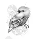 tattoo of a kiwi bird eating a Kiwi fruit tattoo design idea