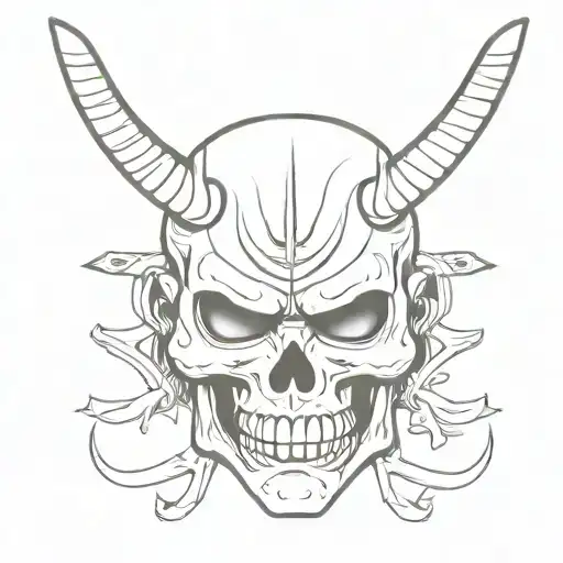 samurai head skull tattoo design idea