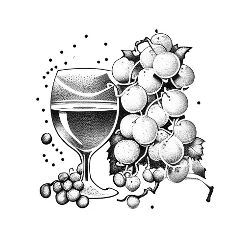 dionysus with grapes and cup of wine tattoo design idea