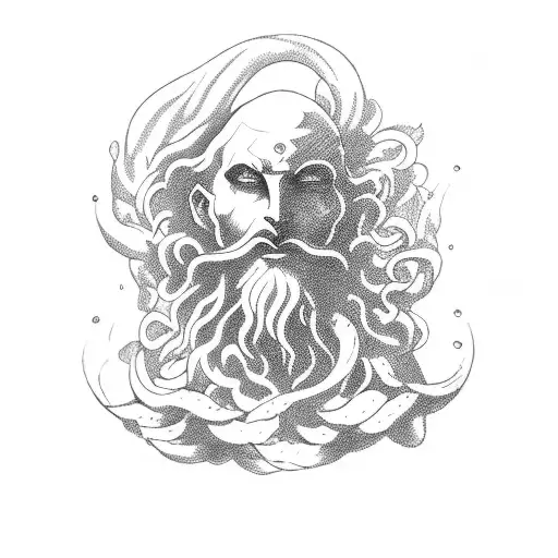 dionysus god with wine tattoo design idea
